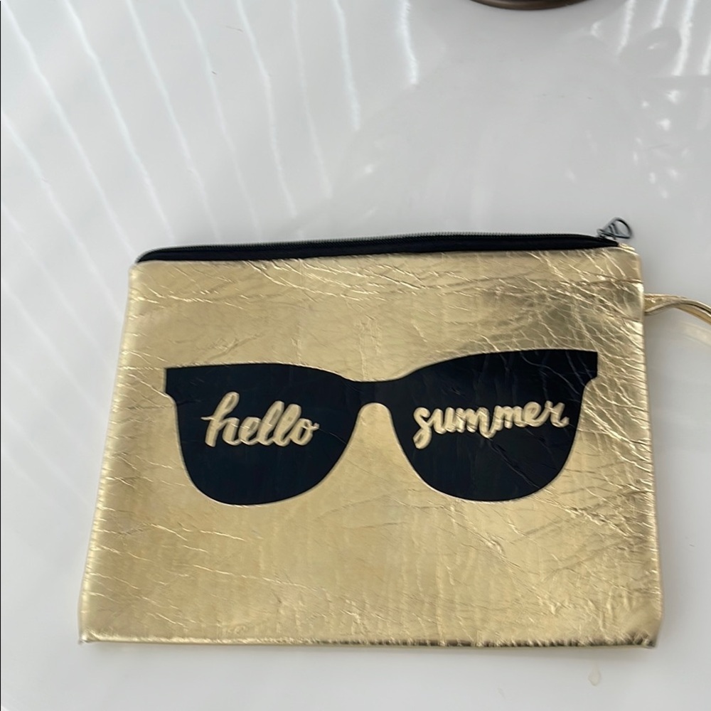 Gold Pouch with Sunglasses Design